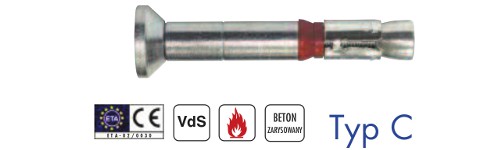 Kotwa HDF do najwyższych obciążeń z łbem stożkowo-płaskim